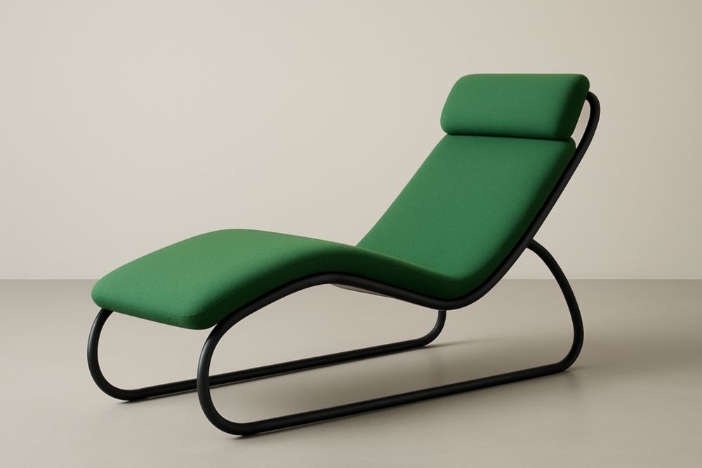 Chaise longue in Alluminio e tessuto verde 180x70x75 cm