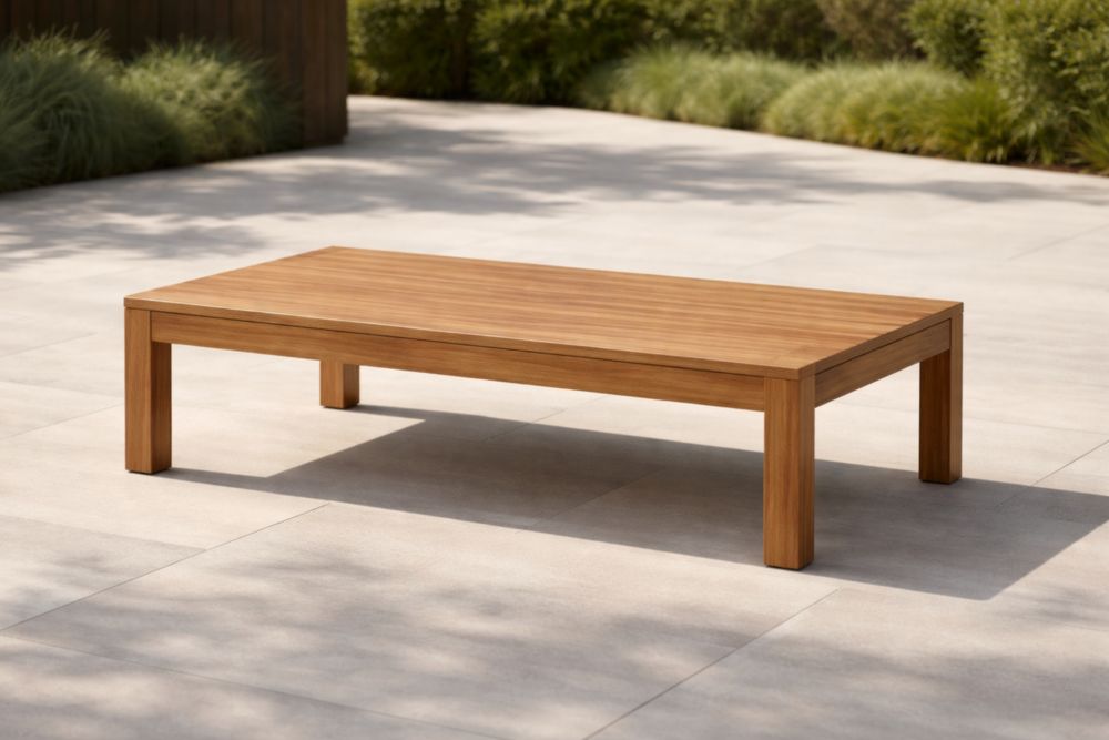 Tavolino Rettangolare in Legno di Teak per Esterni 150x70x30cm