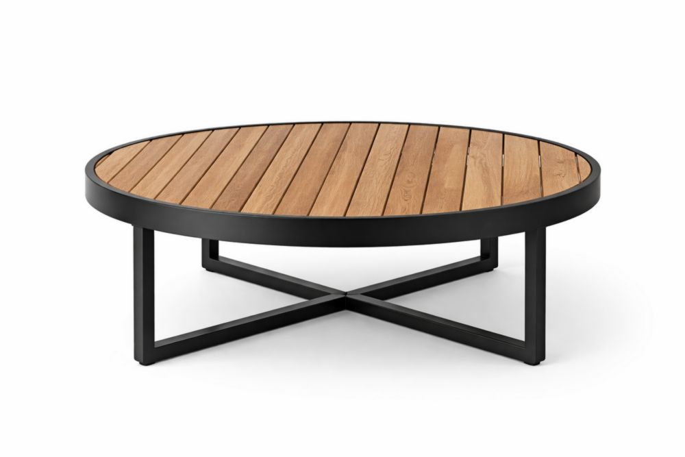 Tavolino rotondo in Legno di quercia e Acciaio Ø100cm