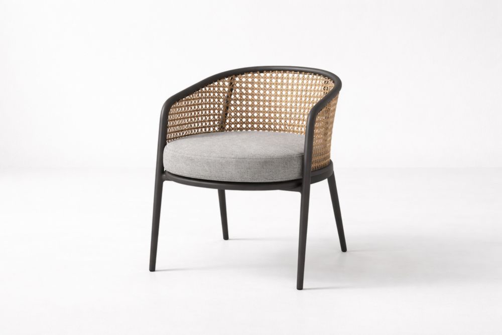 Sedia con Struttura in Alluminio e Rattan Sintetico Grigio