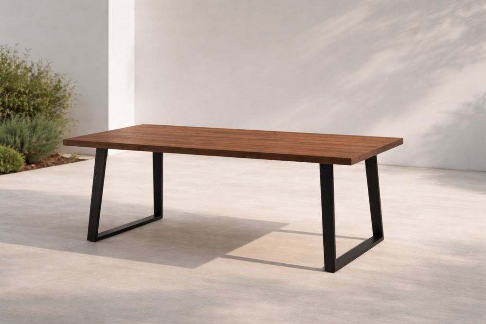 Tavolo rettangolare in legno e metallo 180x90x75 cm