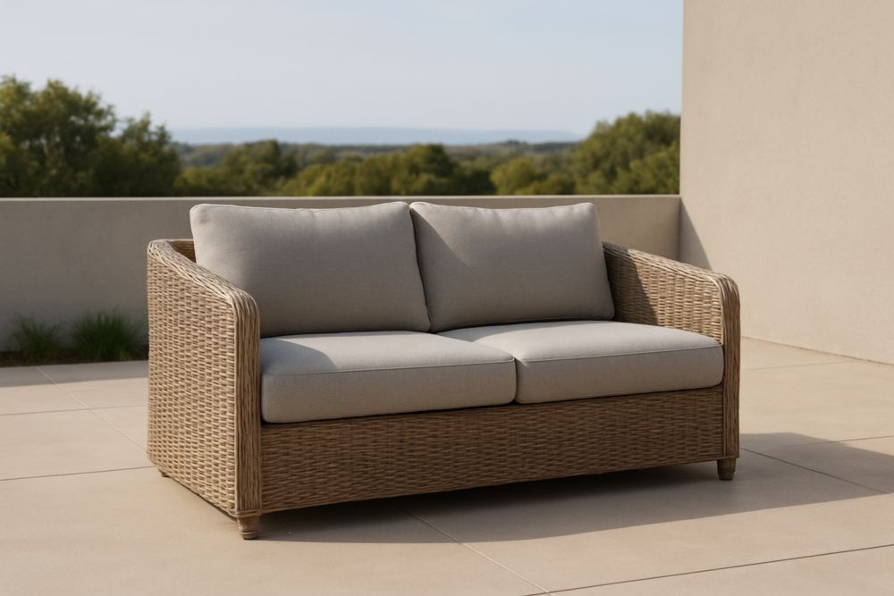 Divano da Esterno in Rattan Sintetico Beige