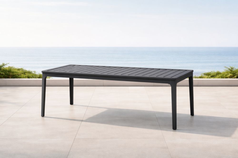 Tavolo da Esterno in Alluminio Nero 200x100x75 cm
