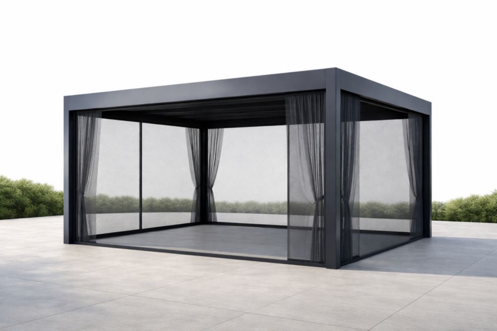 Gazebo in Alluminio con Tende a Rete 400x400x300 cm Nero