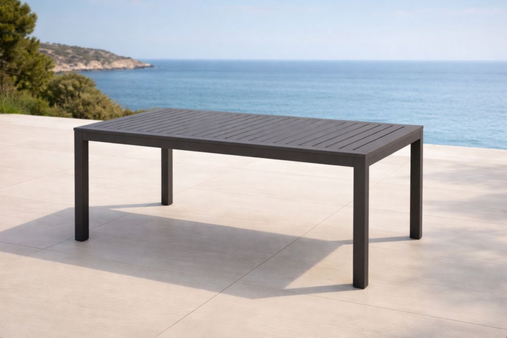 Tavolo da esterno in alluminio nero 150x90x75 cm