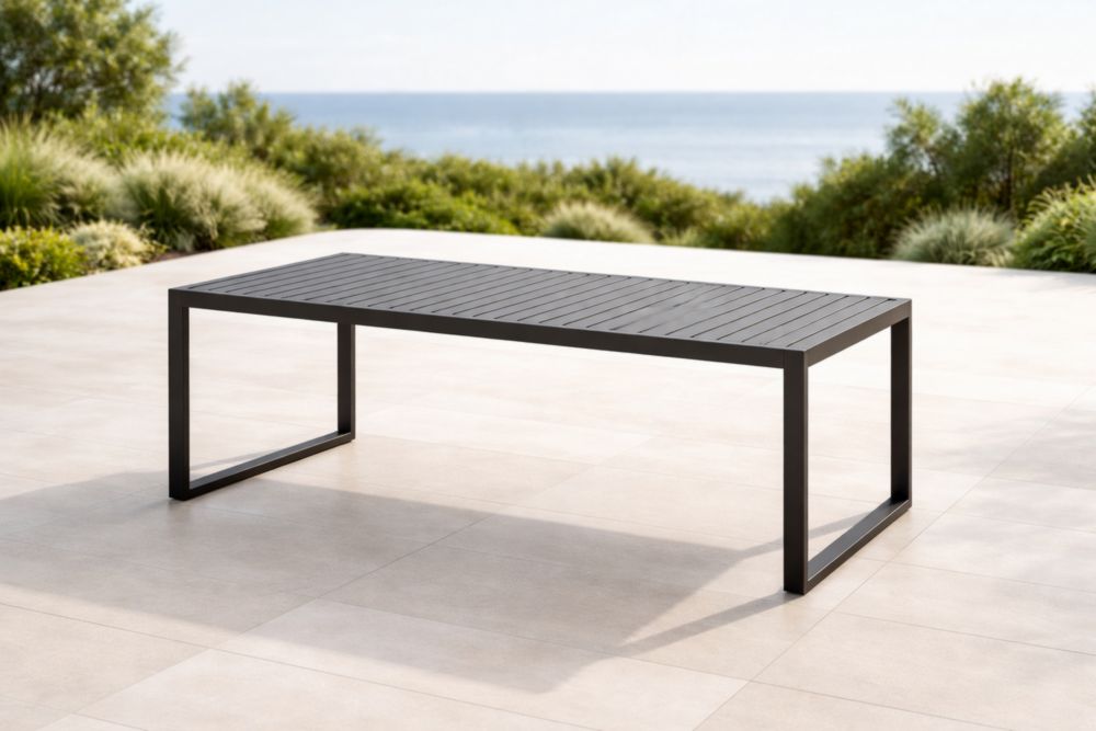 Tavolo da Esterno in Alluminio Nero 200x90x75 cm