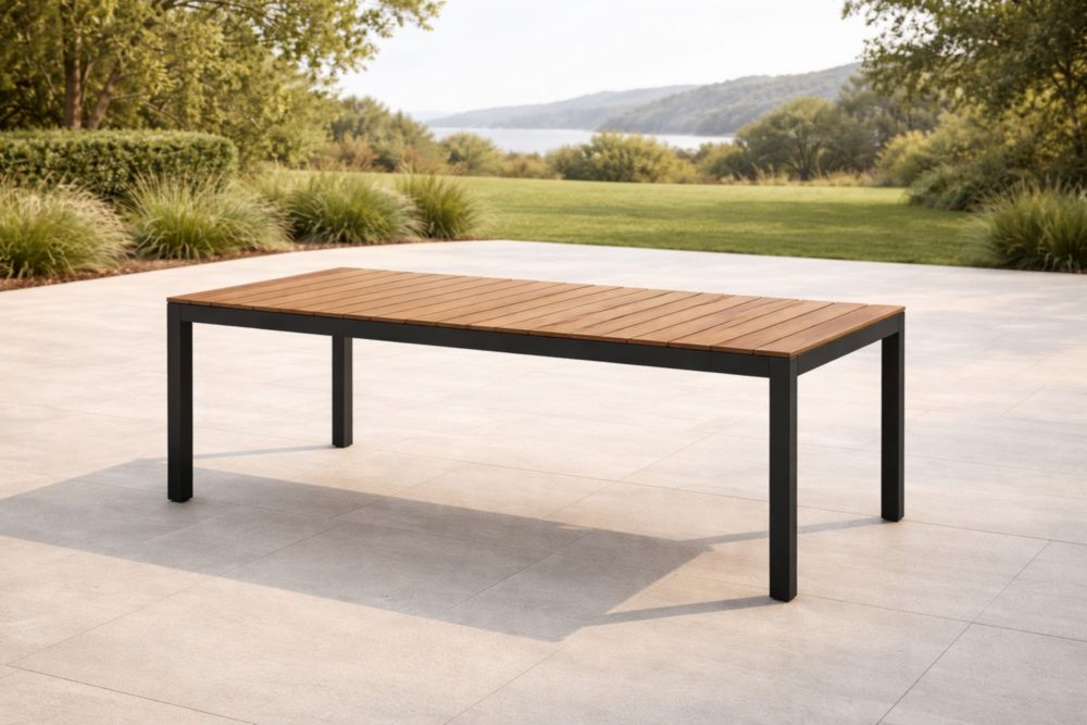 Tavolo da Giardino Rettangolare in Legno e Metallo