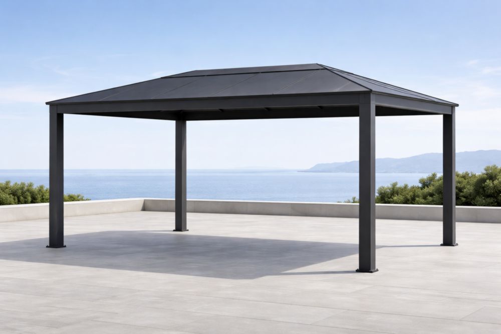 Gazebo in Alluminio con Tetto in Acciaio 300x300×250cm Nero