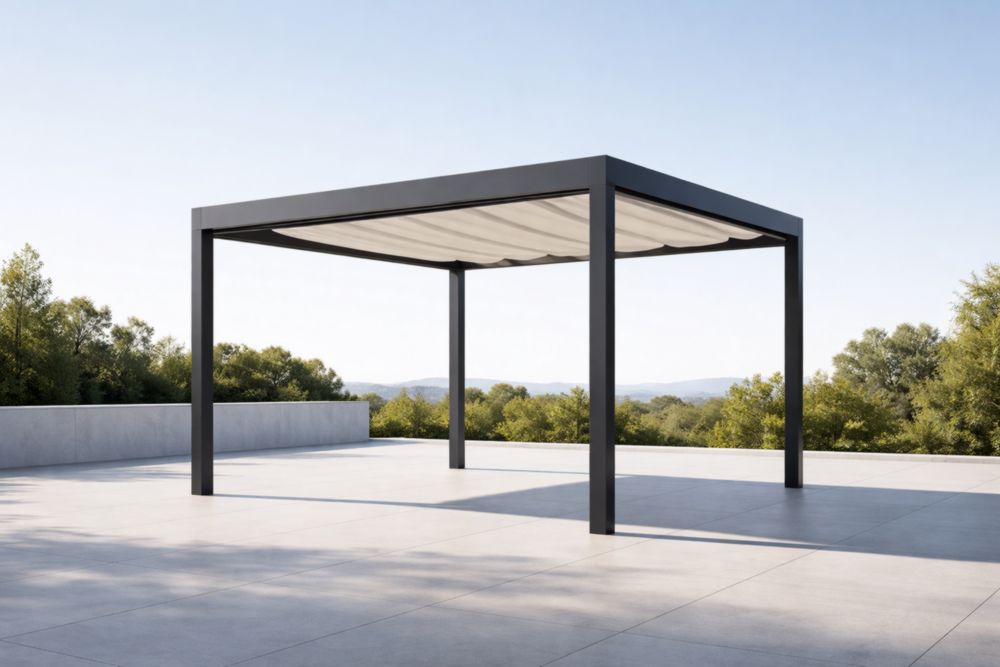 Pergola in Alluminio e Poliestere Nero 400x300×250 cm