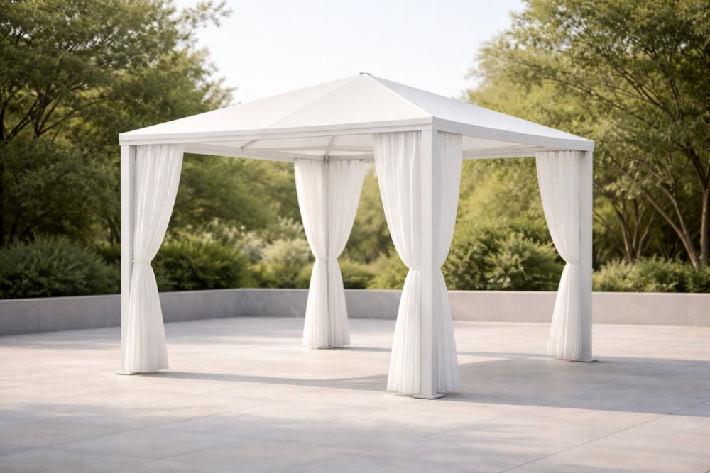 Gazebo da Giardino in Alluminio e Poliestere Bianco