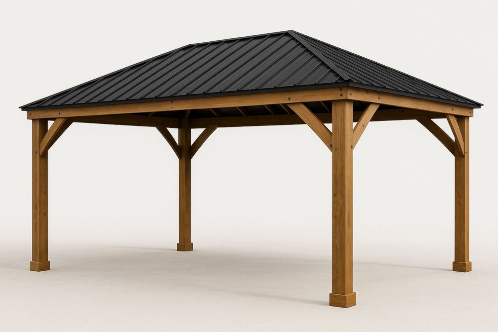 Gazebo da Esterno in Legno e Metallo Zincato 300x300x250 cm