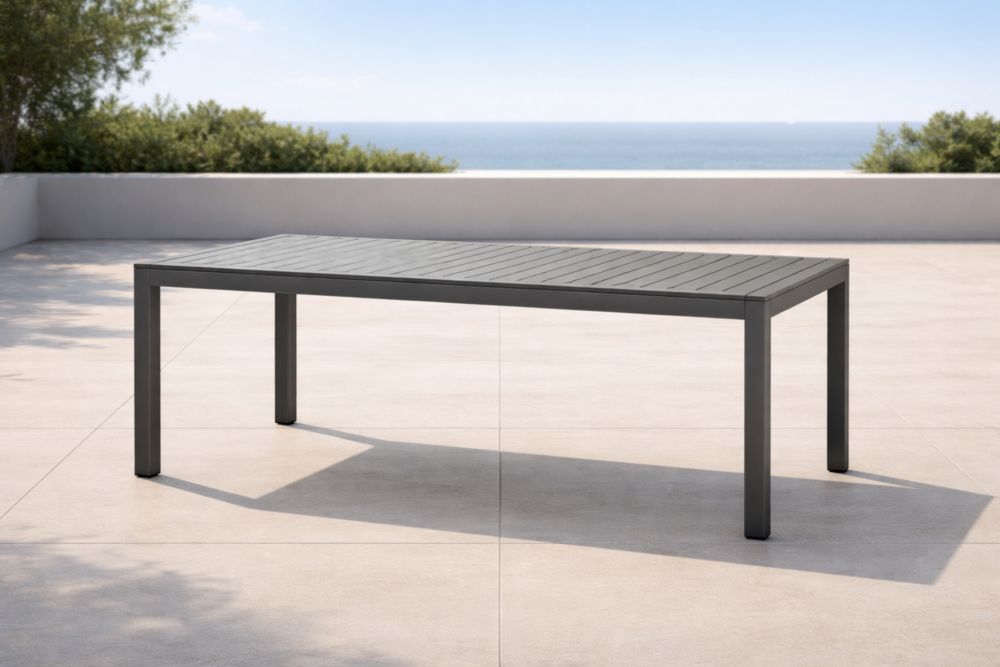 Tavolo da giardino in alluminio grigio 200x100x75 cm