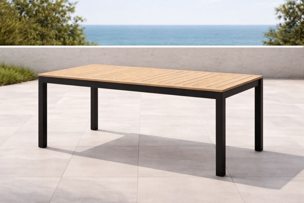 Tavolo da Esterno in Teak e Metallo 200x90x75 cm