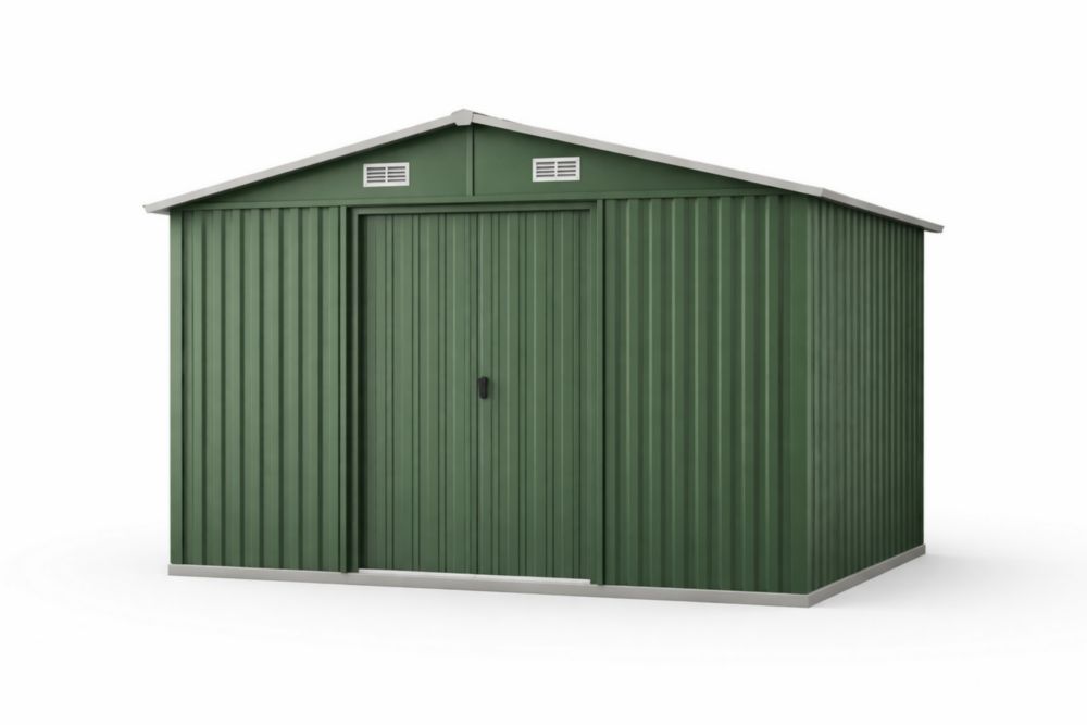 Abri de Jardin Métallique en Acier Galvanisé Vert 320x220x190 cm(L x l x H)