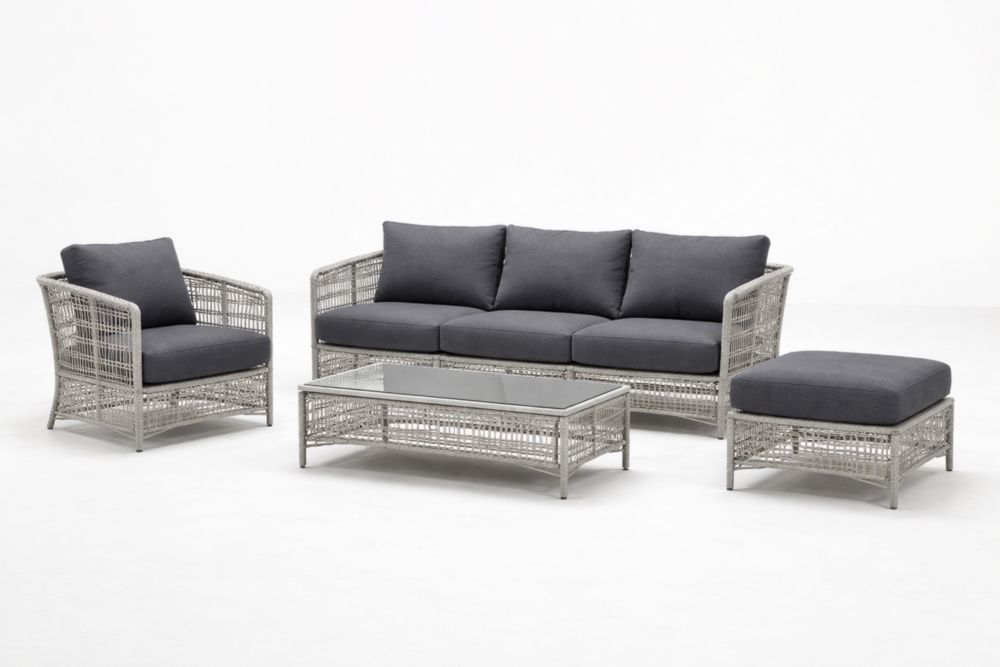 Ensemble de canapés d'extérieur en résine avec coussins gris