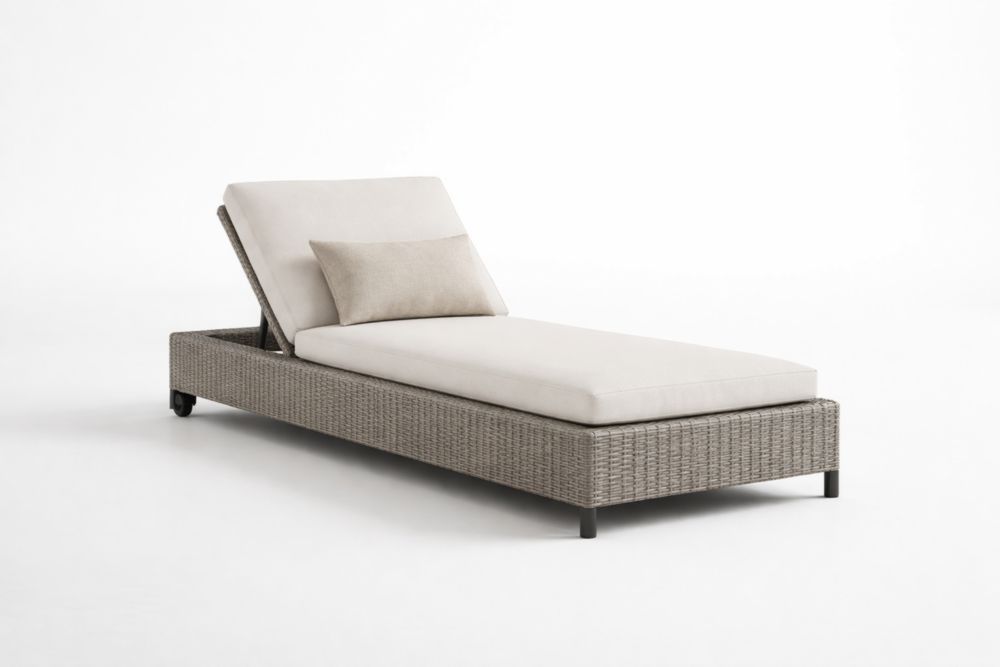 Chaise longue en résine tressée avec coussins en polyester