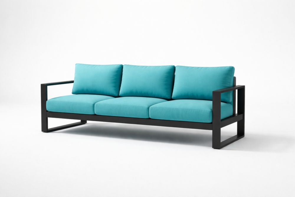 Canapé 3 places d'extérieur en aluminium turquoise