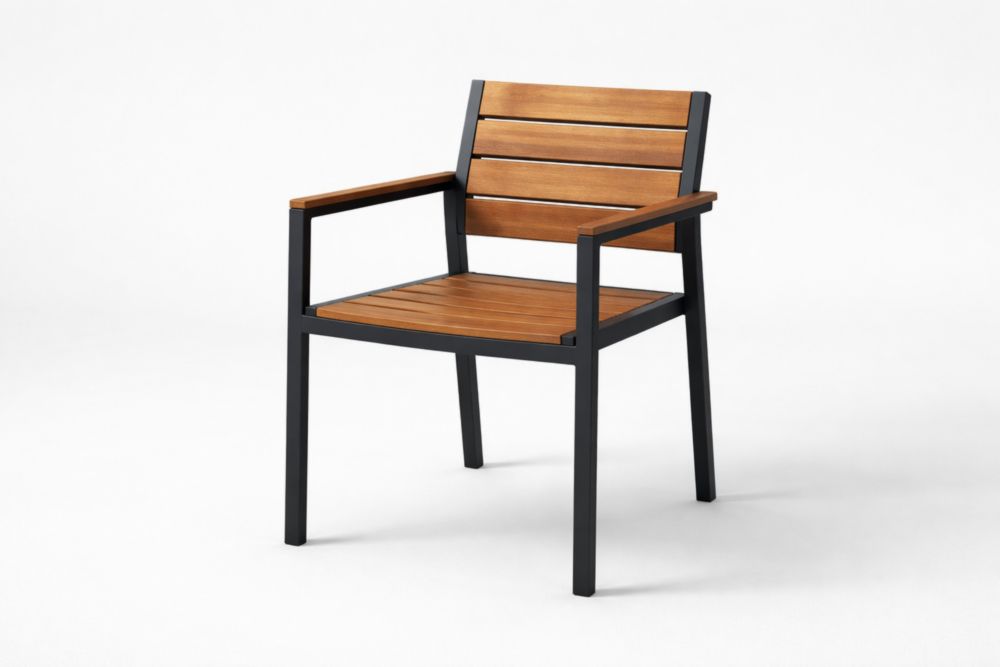 Chaise de jardin en bois et aluminium noir