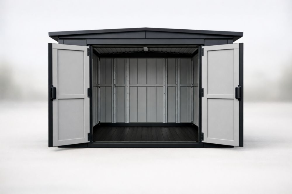 Abri de Jardin Acier Galvanisé Double Porte Gris Acier