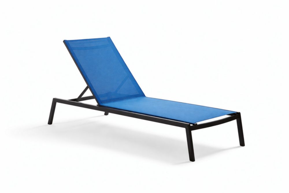 Chaise Longue Réglable Aluminium et Textilène Bleu