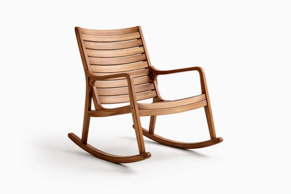 Chaise à bascule d'extérieur en bois de teck