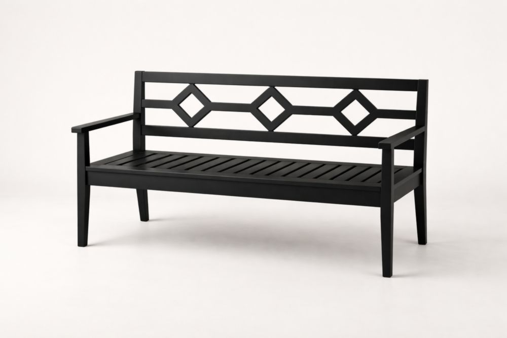 Banc d'extérieur en acier noir – Longueur 150 cm