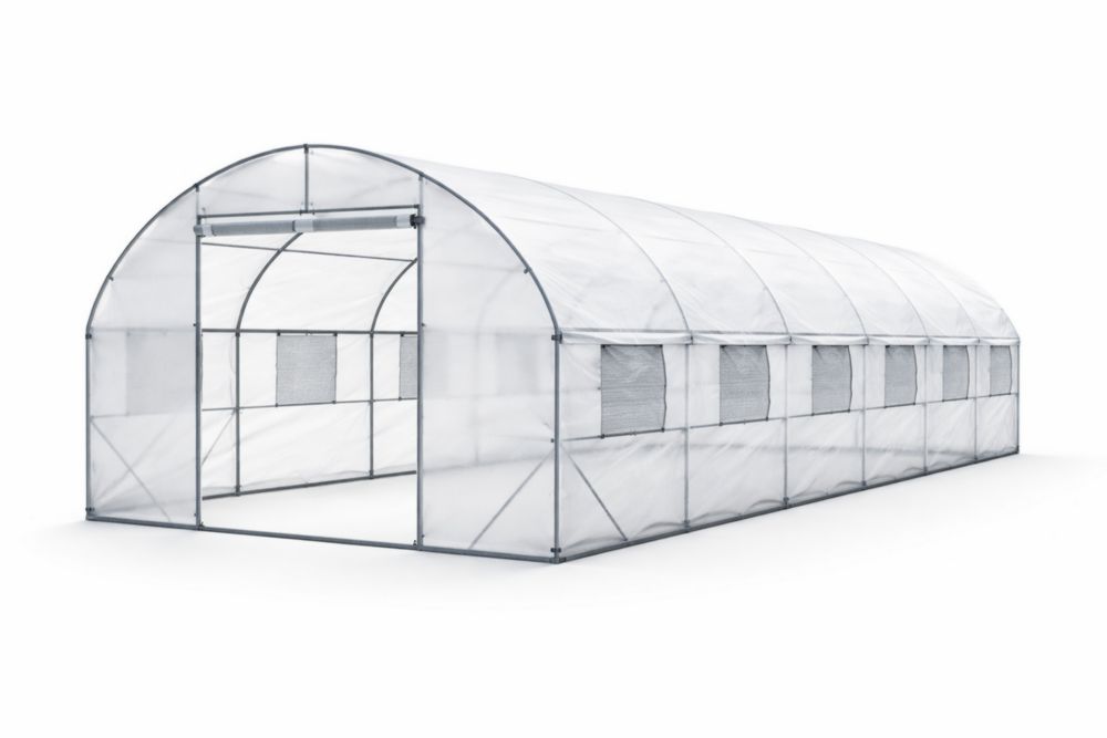 Serre Tunnel en Acier et PVC Blanc 600x300x200 cm(L x l x H)