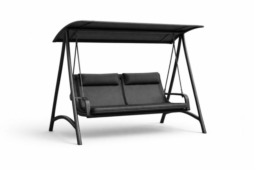 Balancelle extérieure 2 places acier et polyester Noir