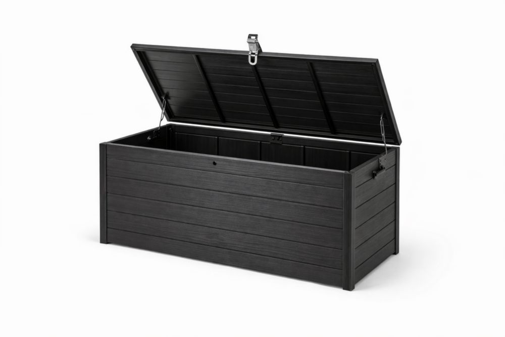 Coffre de rangement d'extérieur en résine noire