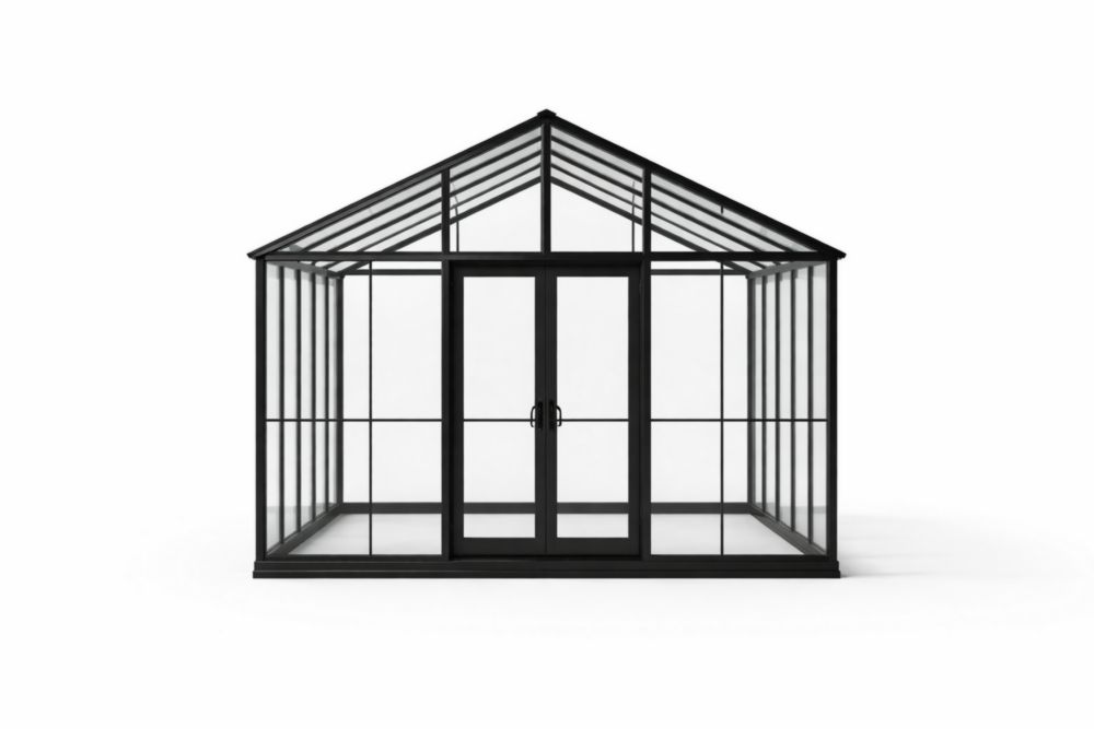 Serre de Jardin en Verre Trempé et Aluminium Noir