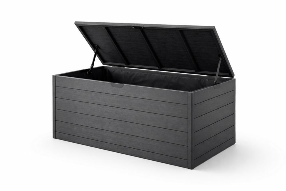 Coffre de rangement extérieur en résine gris 123x53x57 cm(L x l x H)