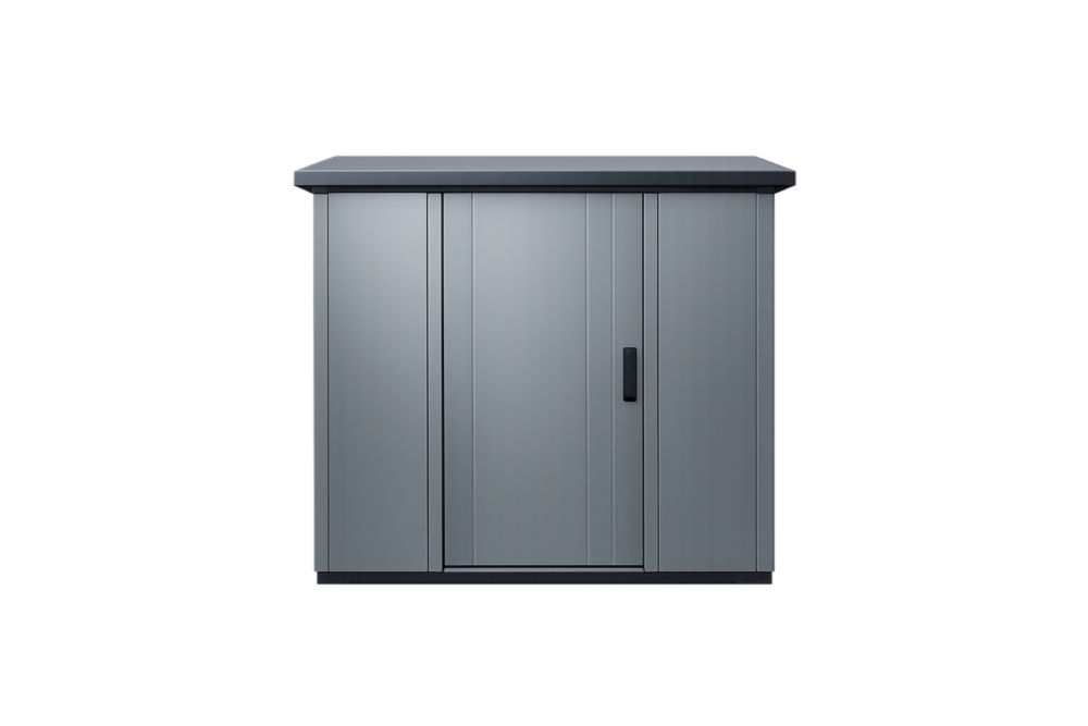 Armoire de rangement d'extérieur en acier gris avec portes verrouillables