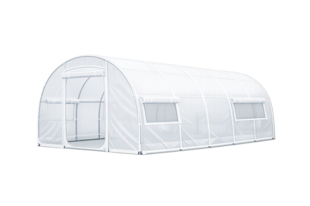 Serre Tunnel en PVC Blanc avec Structure Acier 600x300x200cm (L x l x H)
