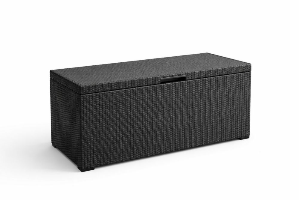 Coffre de Rangement en Résine Tressée Noir 120x50x55 cm(L x l x H)