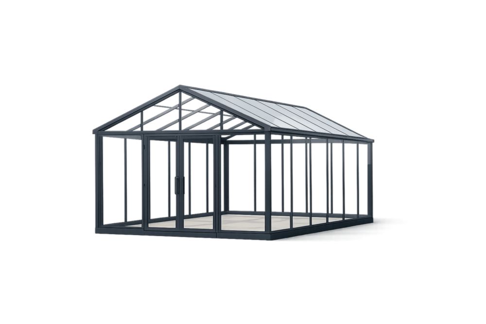 Serre en Aluminium et Verre Trempé Noir 500x300x250cm(L x l x H)