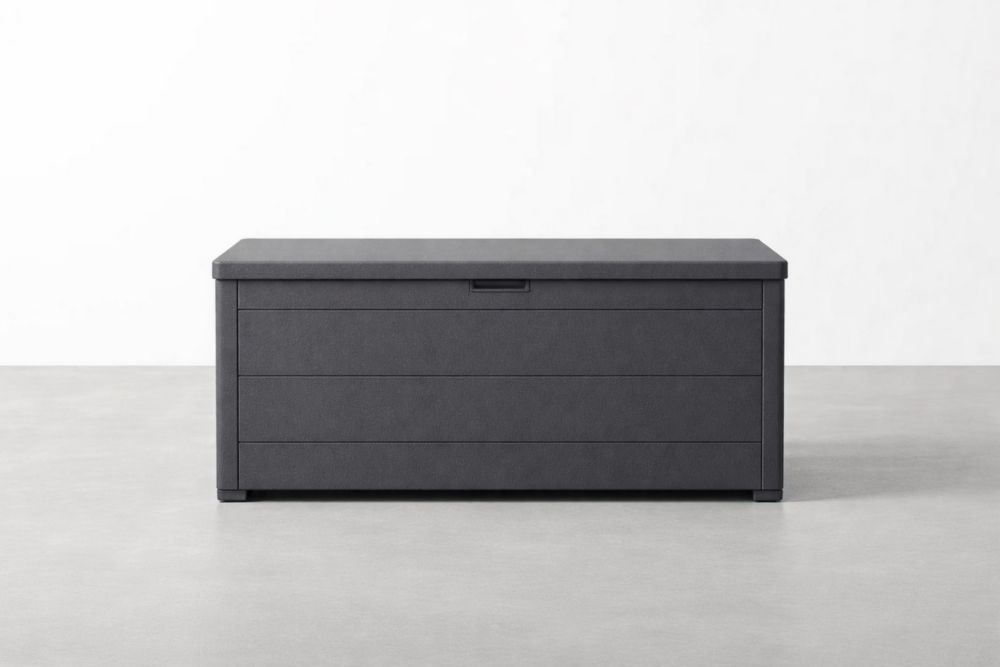 Coffre de rangement en résine anthracite 120x45x55 cm(L x l x H)