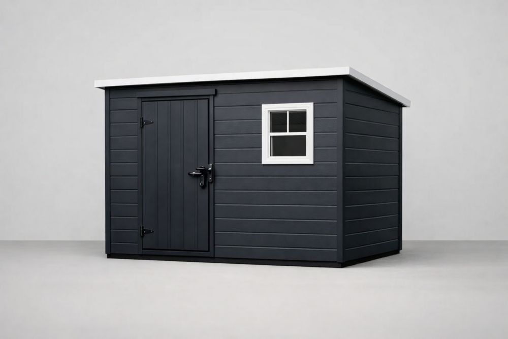 Abri de jardin en résine anthracite 180cm x 150cm x 210cm(L x l x H)