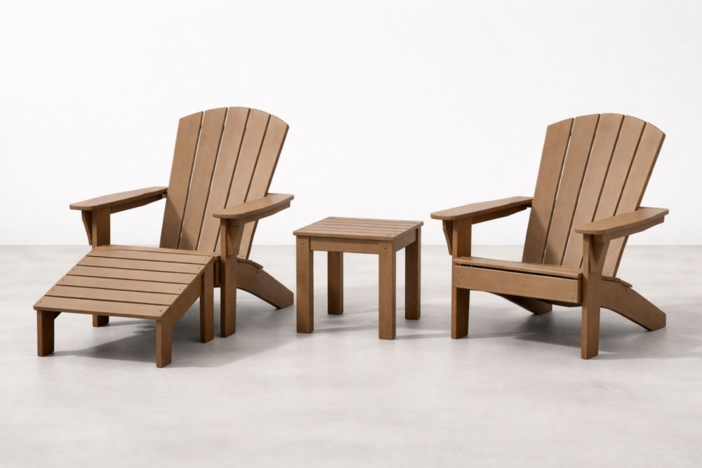 Ensemble de chaises Adirondack et table en bois d'acacia