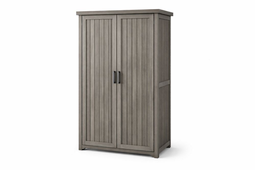 Armoire de rangement d'extérieur en bois composite gris