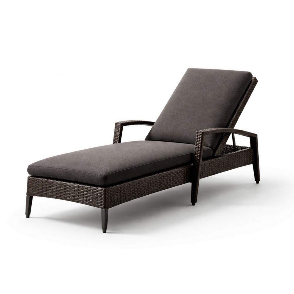 Chaise Longue Extérieure Résine Tressée Gris