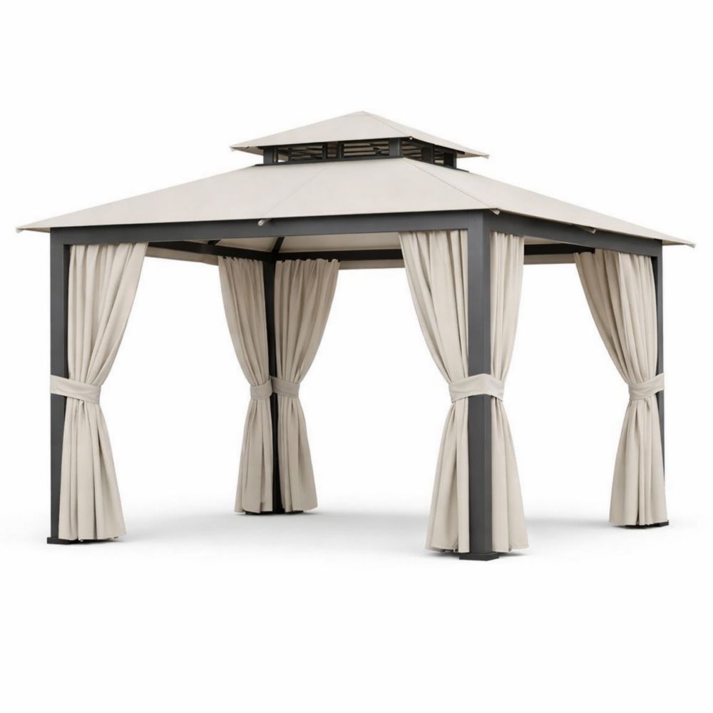 Tonnelle de Jardin Métal Polyester Beige 300x400cm