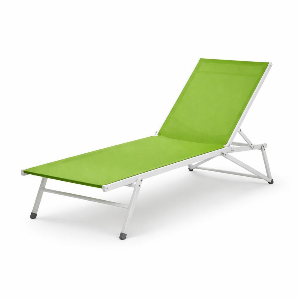 Chaise Longue Pliable en Aluminium et Textilène Vert