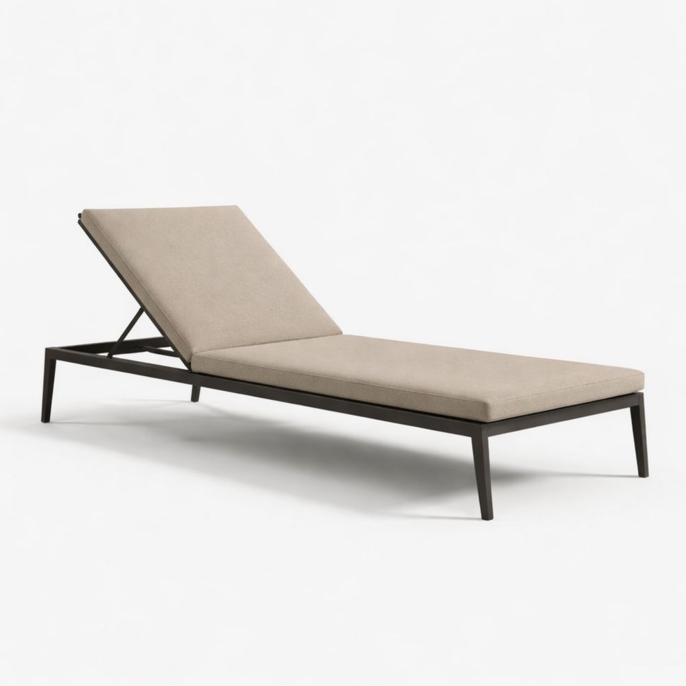 Transat de Jardin en Aluminium et Polyester Beige 195 cm