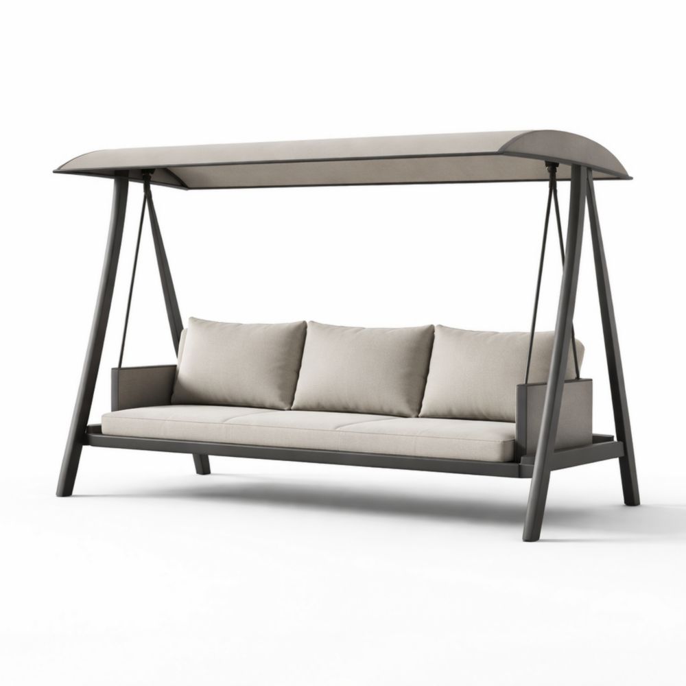 Balancelle extérieure en métal avec coussins en tissu