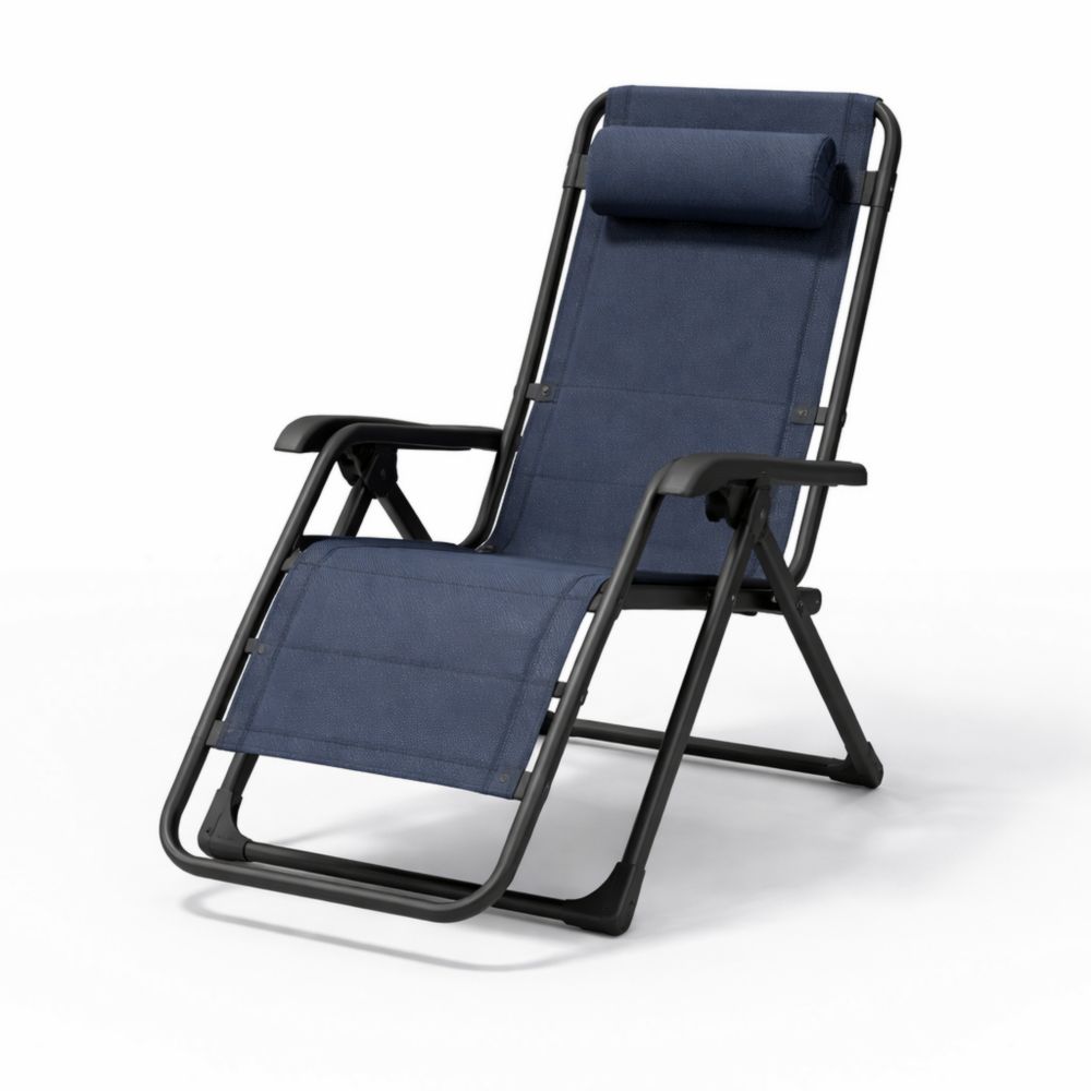 Chaise Longue Réglable Pliable Bleu Acier et Polyester