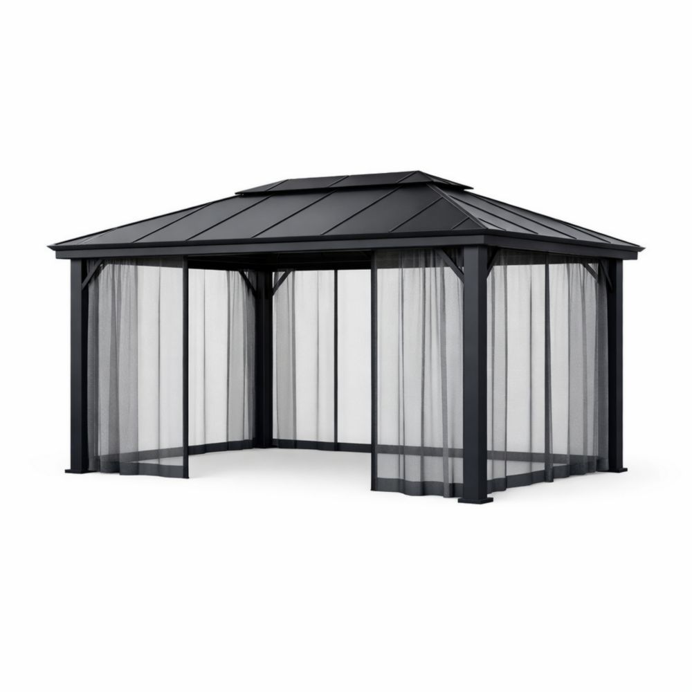 Pavillon Métallique en Aluminium avec Toit et Rideaux