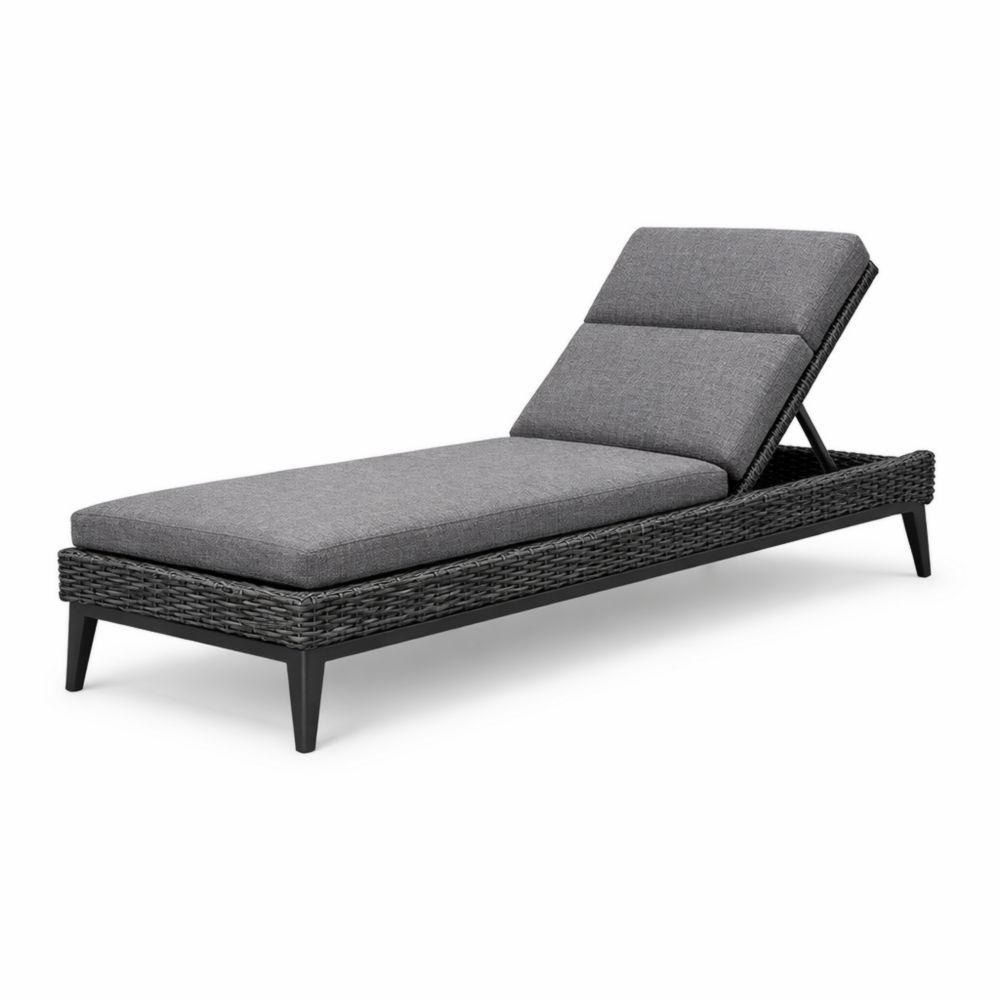 Chaise Longue Réglable Extérieur Résine Gris