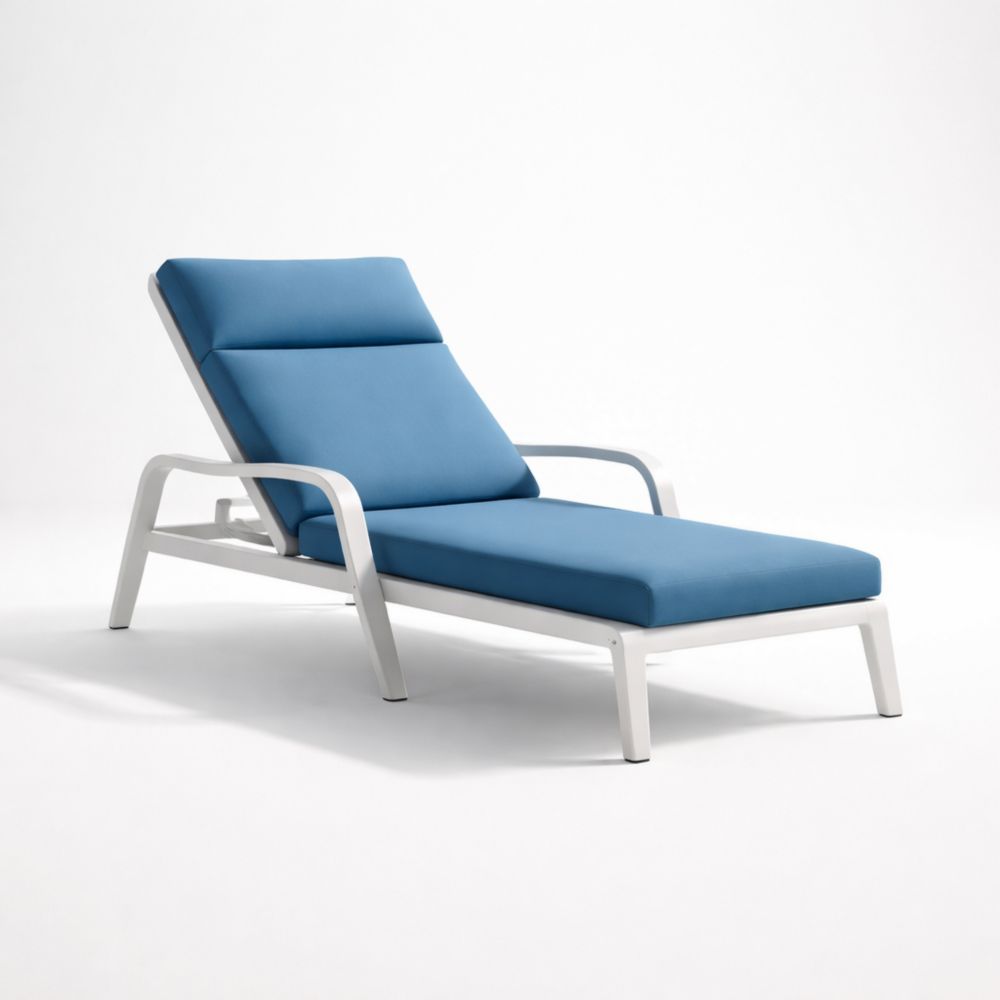 Chaise Longue Réglable en Aluminium et Tissu Bleu