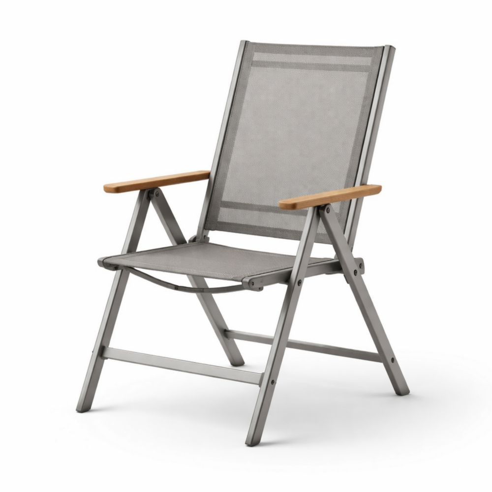Chaise pliante extérieure en aluminium et tissu gris