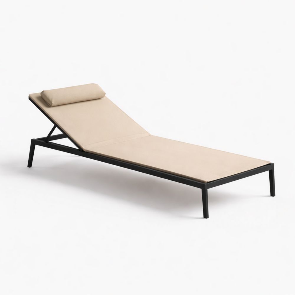 Chaise longue réglable en métal Beige